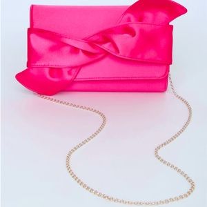 Hot Pink Satin Crossbody Clutch Purse
